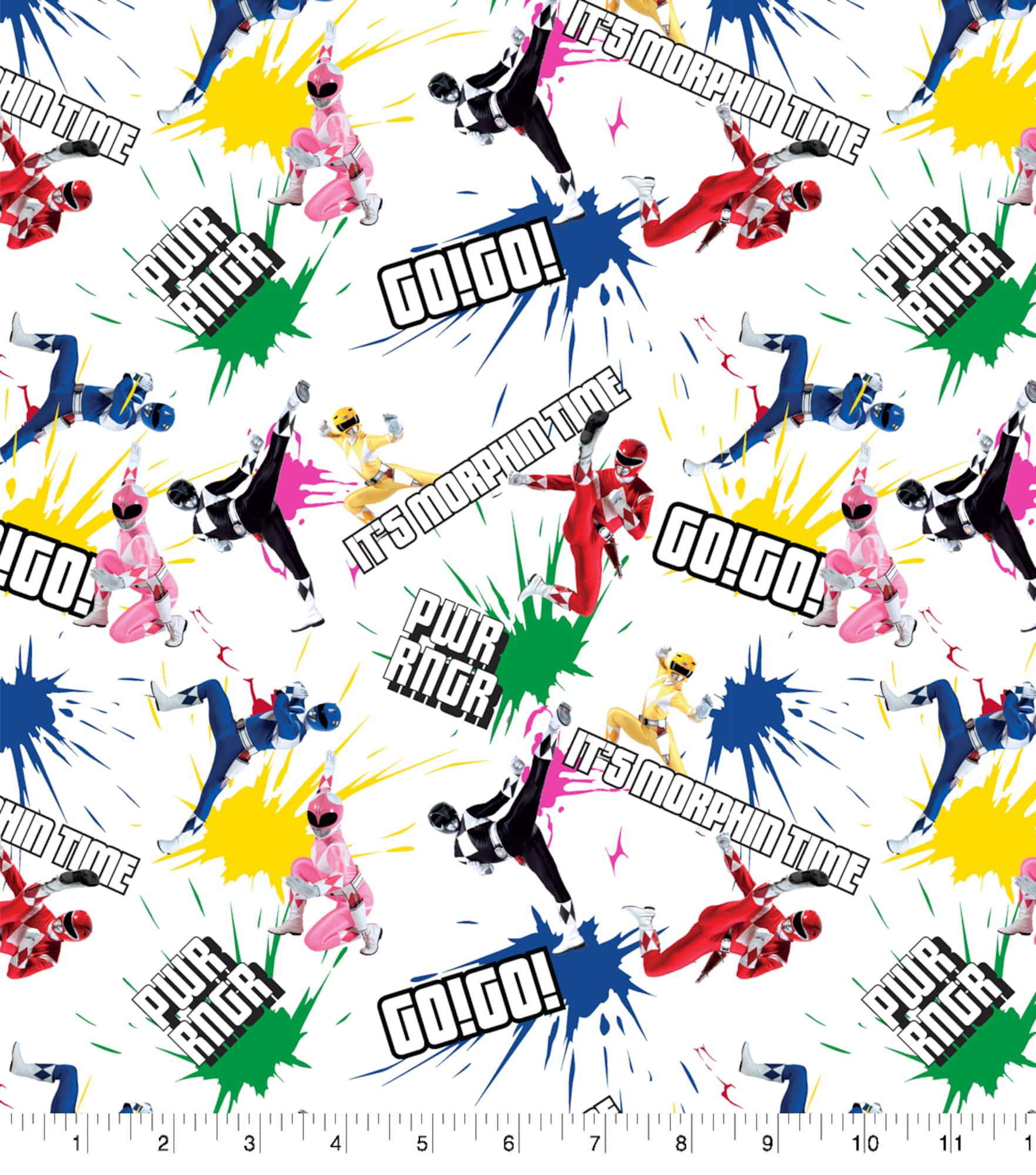 Hasbro Power Rangers Paint Splatter Cotton Fabric